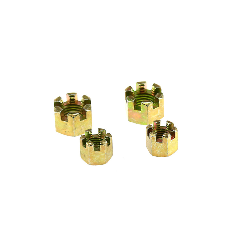 High Strength Grade 4 8 10 12 Steel Color Yellow Zinc Plated DIN935 Castle Nuts