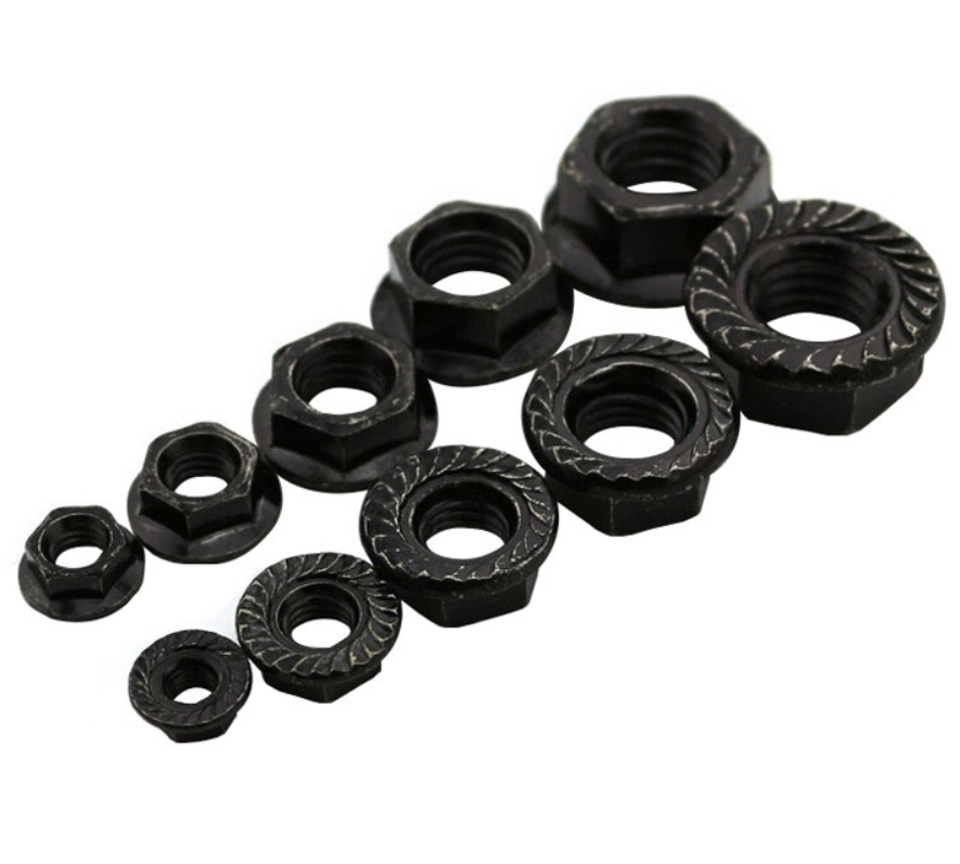 High Strength Grade 4 8 10 12 Steel Black Oxide DIN6923 Hex Flange Nuts