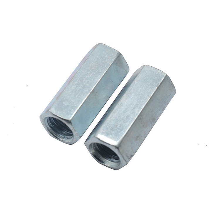 High Strength Grade 4 8 10 12 Steel Galvanized Blue White Zinc Plated DIN6334 Long Hex Coupling Nuts