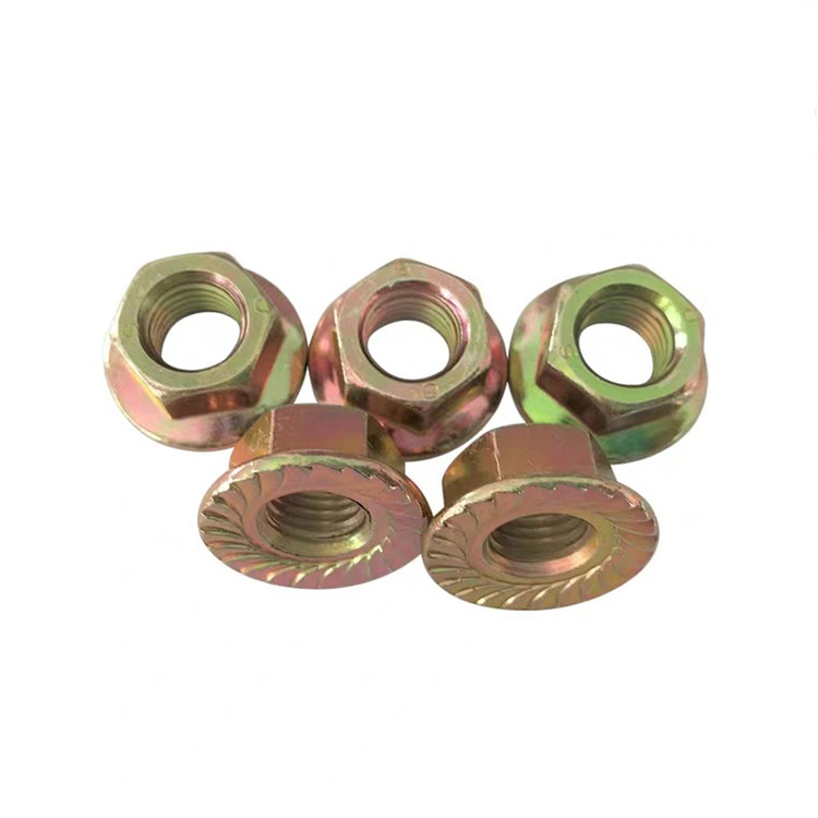 High Strength Grade 4 8 10 12 Steel Color Yellow Zinc Plated DIN6923 Hex Flange Nuts