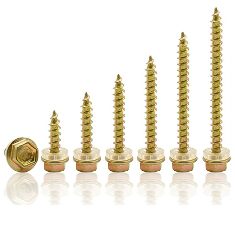 Color Yellow Zinc PlatedSteel Hexagon Head Hex Self-tapping Screws