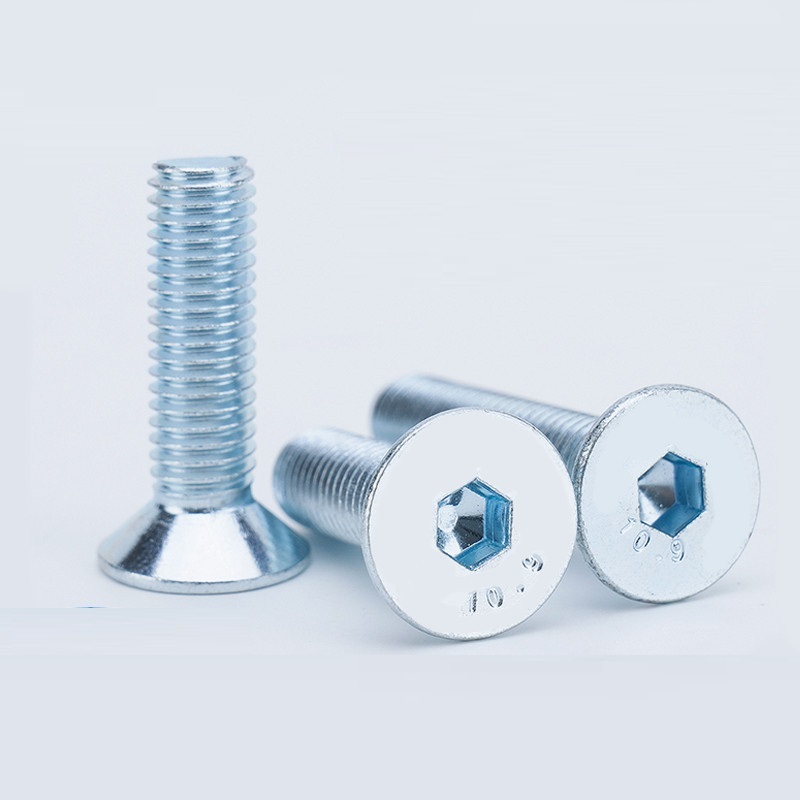 High Strength Grade 4.8 8.8 10.9 12.9 Galvanized White Blue Zinc Plated DIN7991 CSK Flat Head Hex Socket Bolts