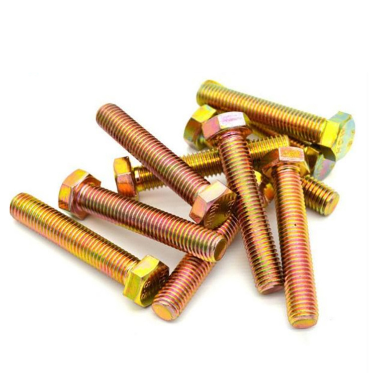 Grade 4.8 Carbon Steel DIN931 DIN933 Color Yellow Zinc Plated Hex Bolts