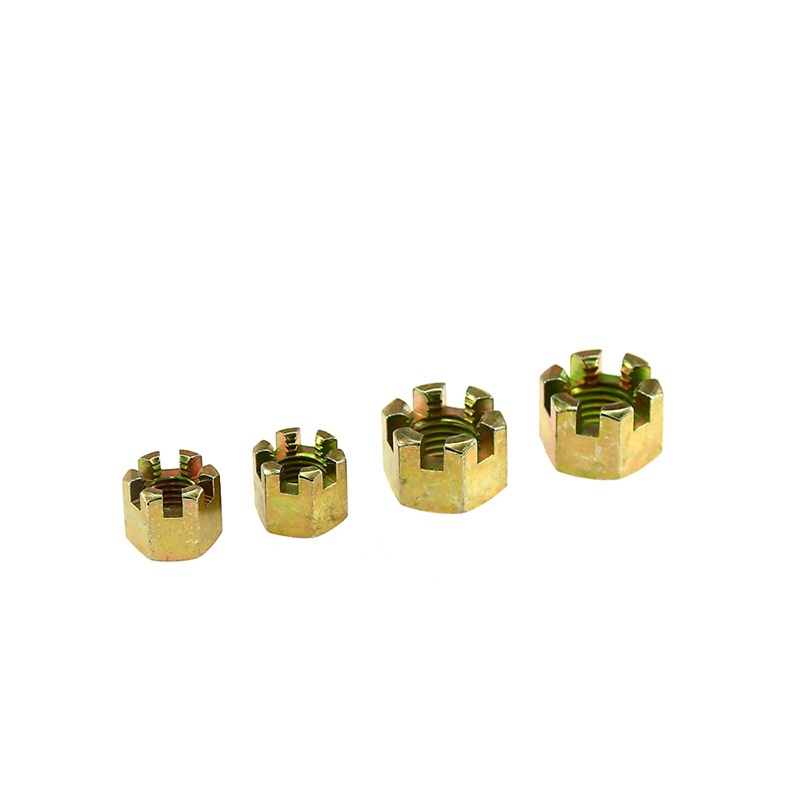 High Strength Grade 4 8 10 12 Steel Color Yellow Zinc Plated DIN935 Castle Nuts