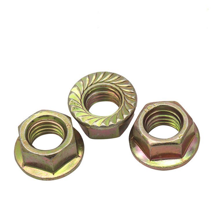 High Strength Grade 4 8 10 12 Steel Color Yellow Zinc Plated DIN6923 Hex Flange Nuts