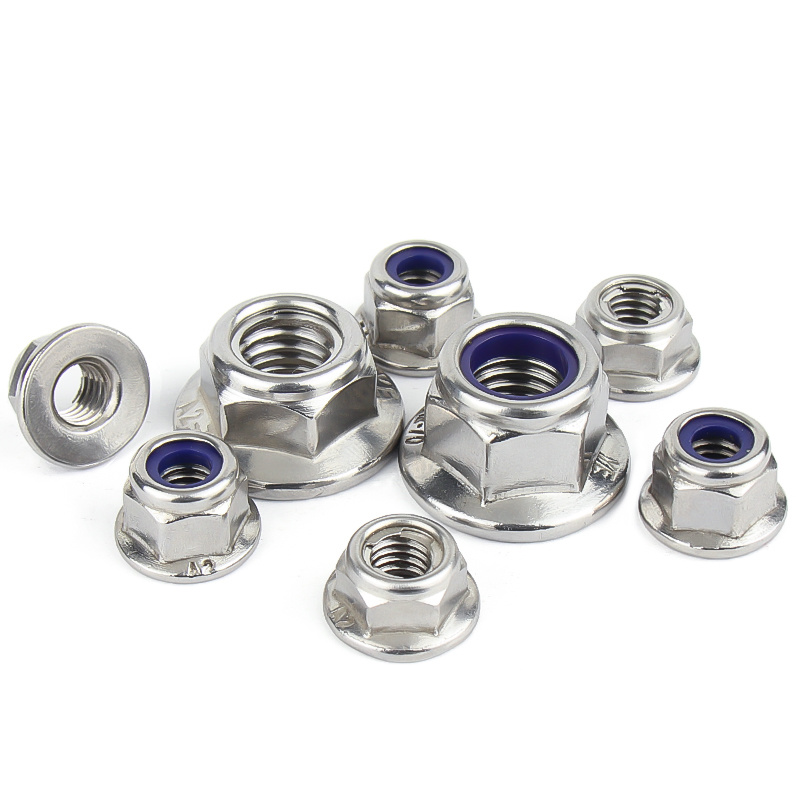Stainless Steel A2-70 A4-80 SS201 SS304 SS316 DIN6926 DIN1663 Nylon Lock Nuts With Flange Flange Nylock Nuts