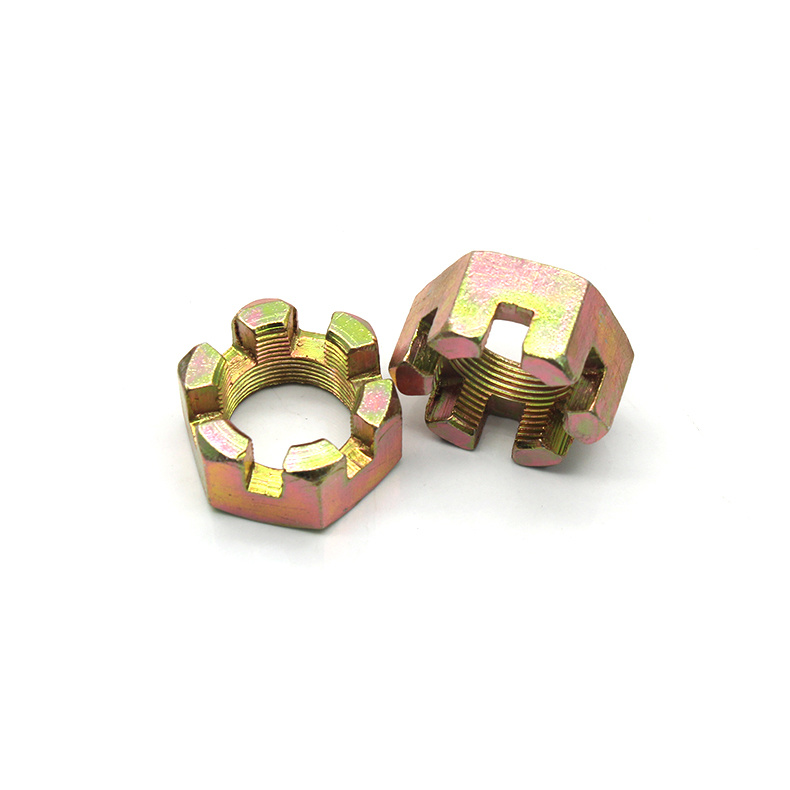 High Strength Grade 4 8 10 12 Steel Color Yellow Zinc Plated DIN935 Castle Nuts