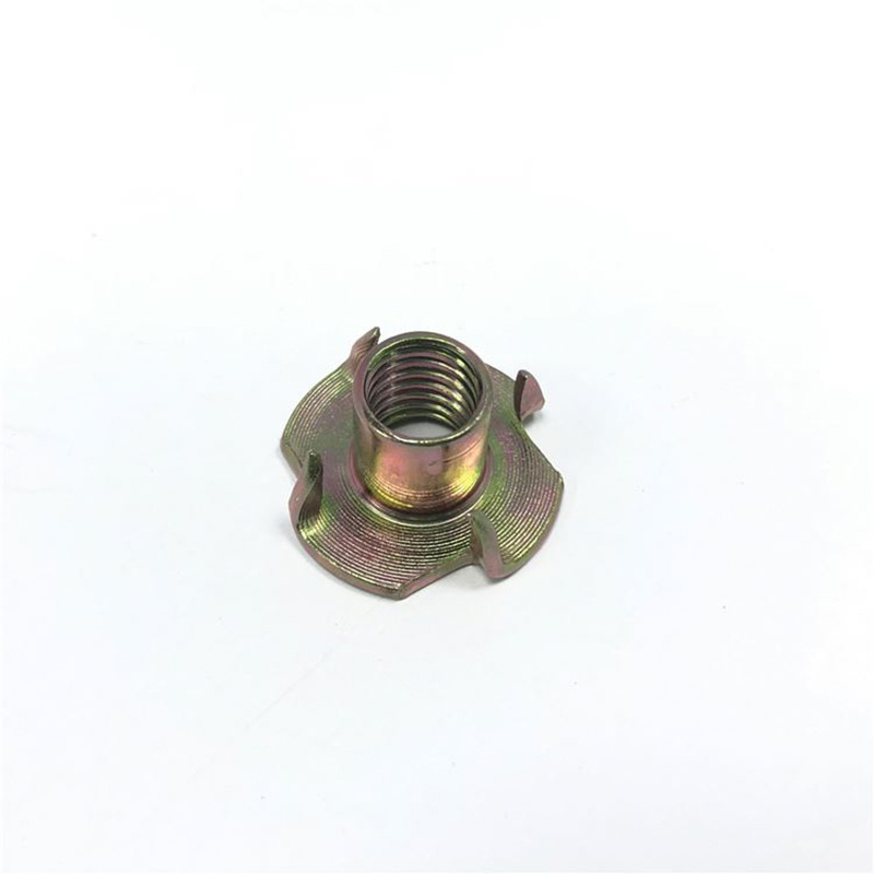 Color Yellow Zinc Plated Female Wood T Tee Four Claw Nut 4 Prong Tee Nuts