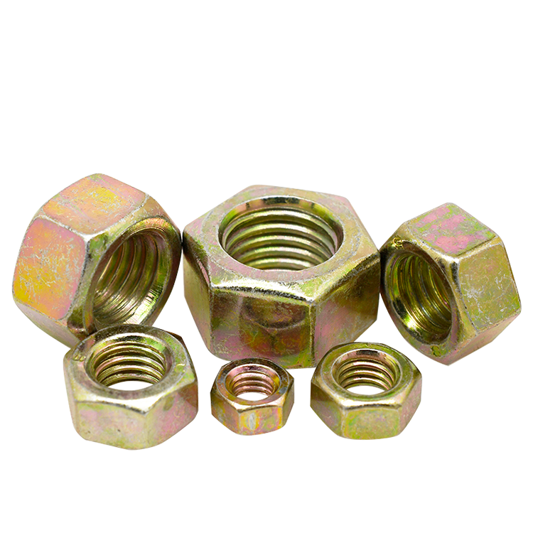 High Strength Grade 4 8 10 12 Steel Color Yellow Zinc Plated DIN934 Hex Nuts