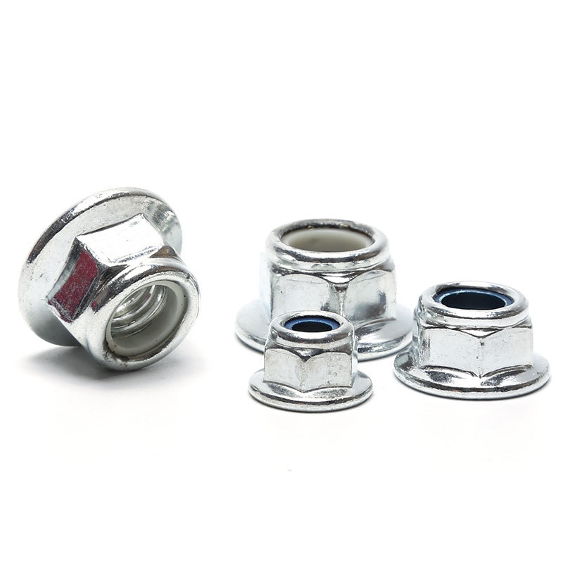 High Strength Grade 4 8 10 12 Steel Galvanized Blue White Zinc Plated DIN6926 DIN1663 Nylon Lock Nuts With Flange Flange Nylock Nuts