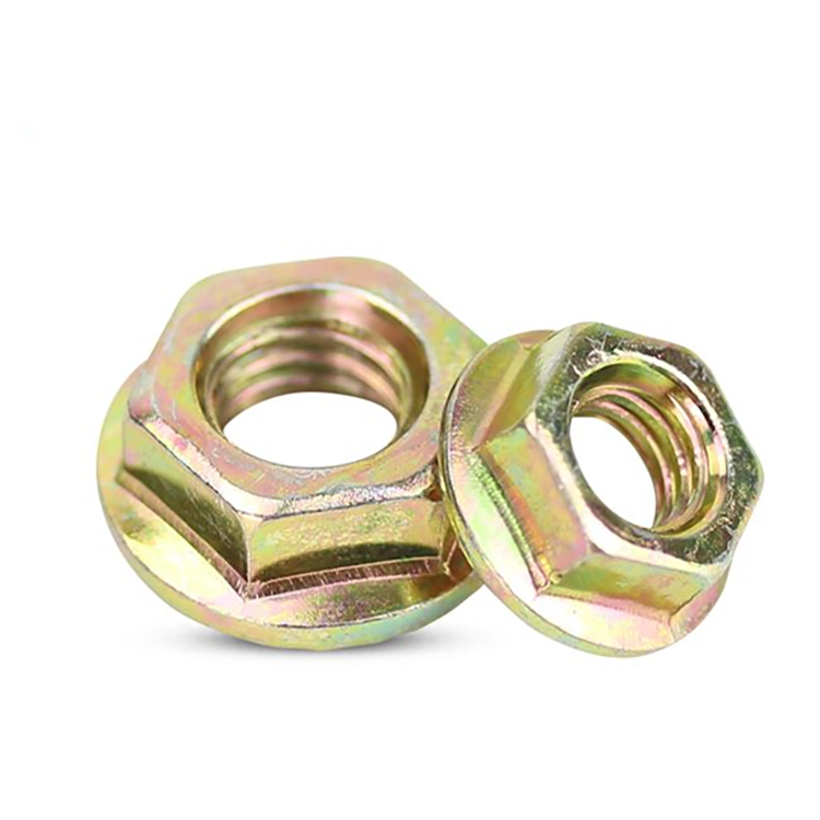 High Strength Grade 4 8 10 12 Steel Color Yellow Zinc Plated DIN6923 Hex Flange Nuts