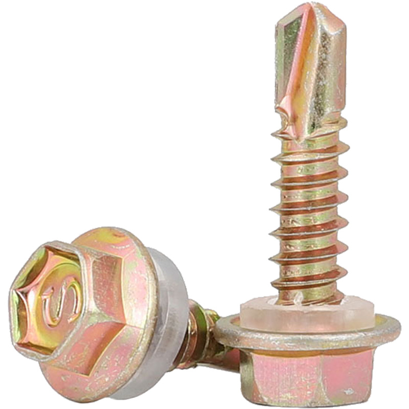 Color Yellow Zinc Plated Steel Hexagon Head Drill Screw Hex Self-drillng Scrwes